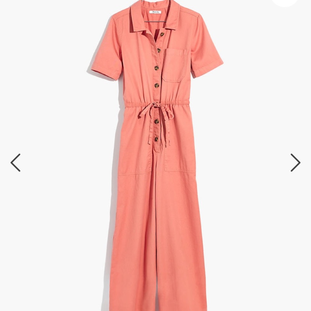 Madewell wide-leg utility jumpsuit in dried coral